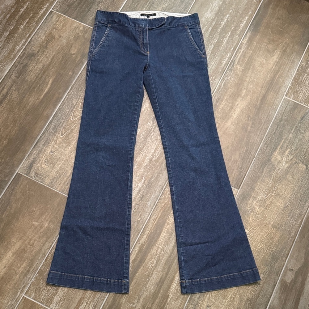 Theory Demetria Indigo Wide Leg Flare Jeans